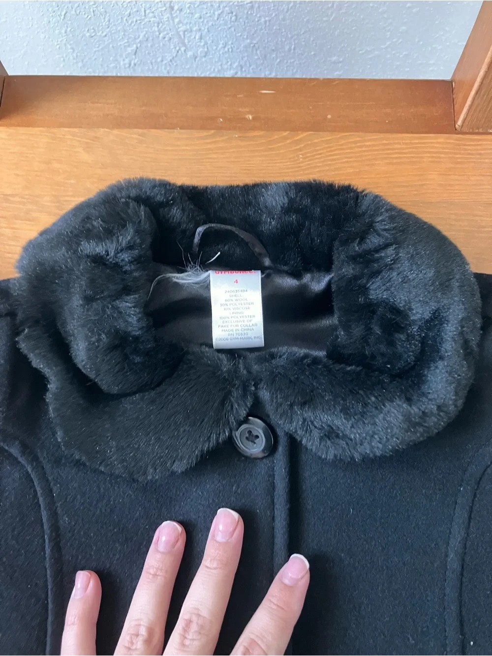 Gymboree Black Pea Coat with Faux-Fur Collar